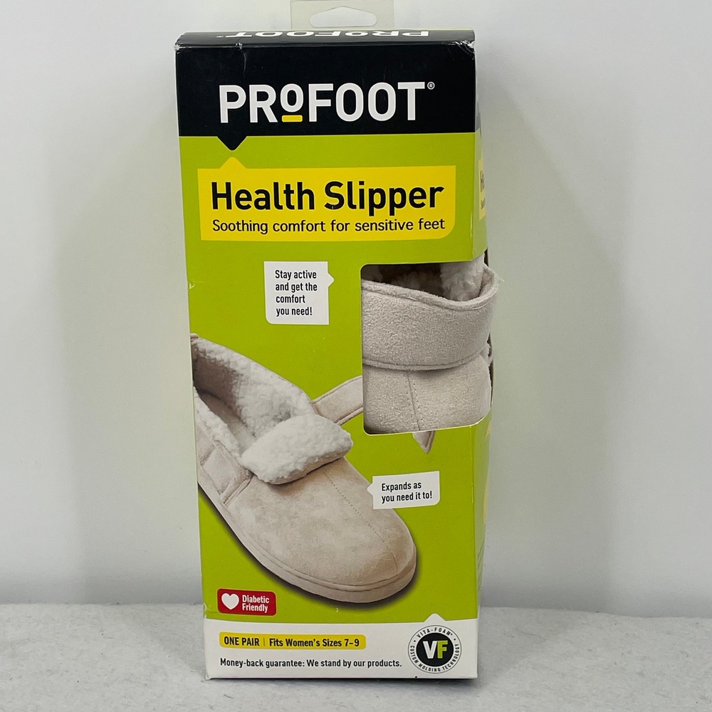 Profoot Health Slipper Women 7-9 Diabetic Friendly Memory Foam Adjustable Tan
